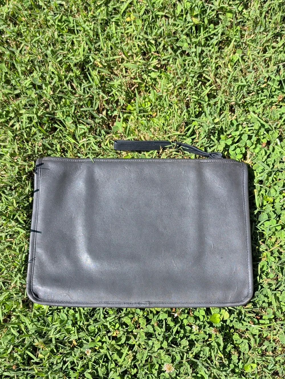 Vintage NYC Navy Large Slim Clutch Wristlet / Document case